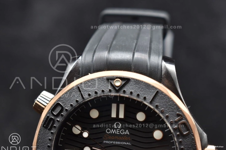 Black A Strap RG 300m Neat 1:1 Dial Seamaster Black VSF 1070 Ceramic Best on Bezel Black Edition 43.5mm Rubber 1112